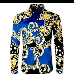 Luxurious Golden Flowers /Chain 3D /14 Different Print Long Sleeve Men’s Shirts