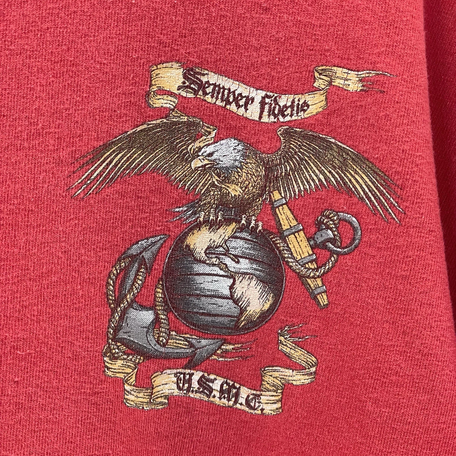 Marines USMC Mens 3XL T-Shirt Red 100% Heavy Cotton Fruit Of The Loom Graphic gallery