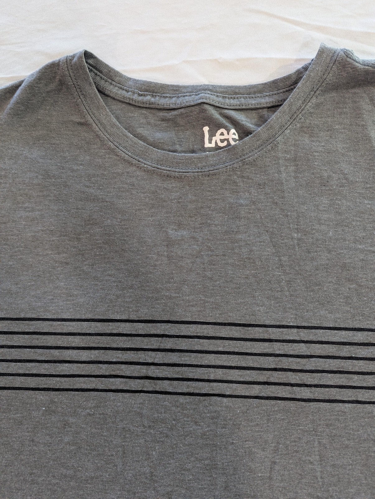 Lee Shirt Mens 2XL Gray Striped Pima Cotton Tagless Stretch Short Sleeve Tee gallery