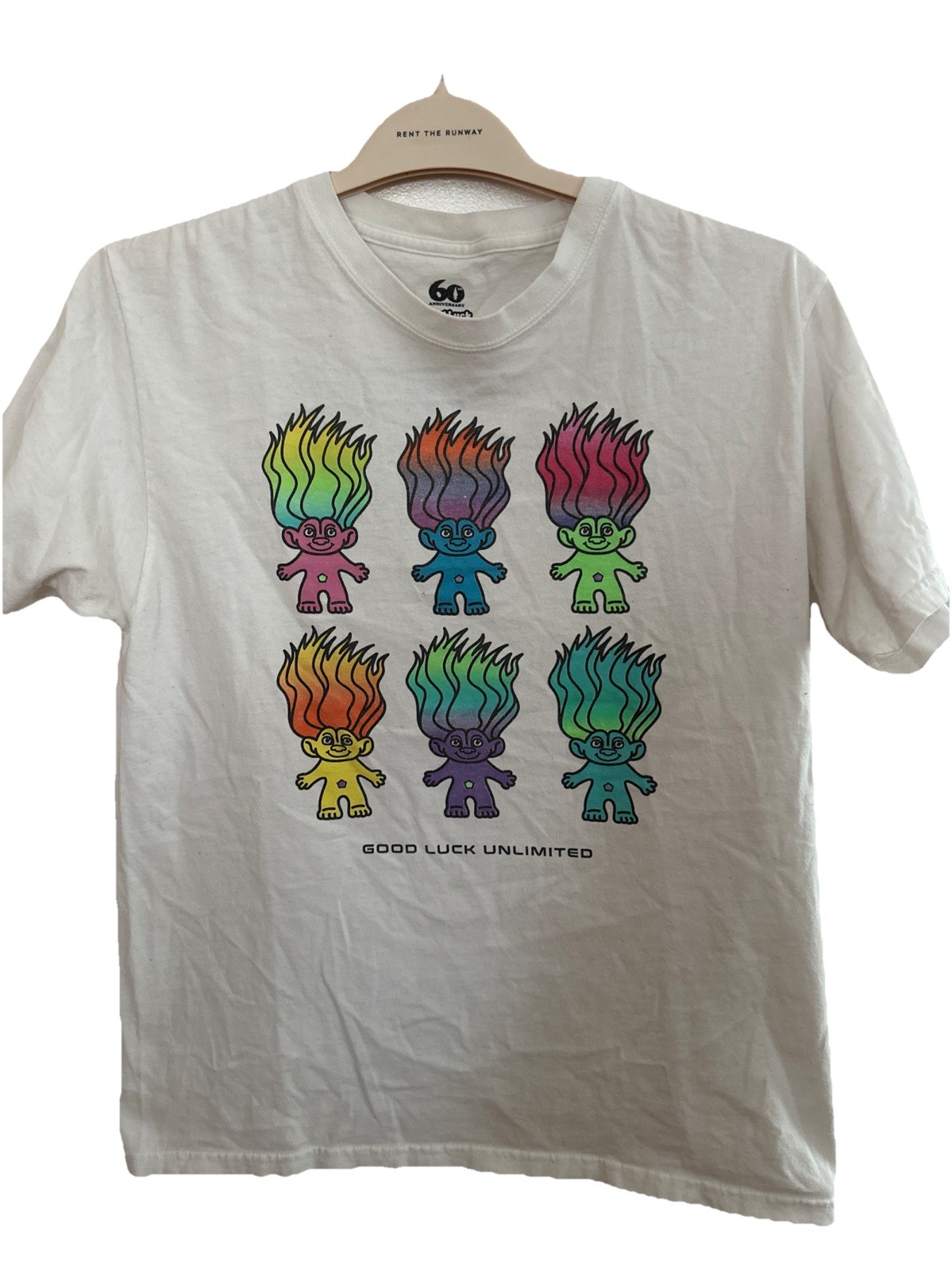 Good Luck Trolls 60th Anniversary White T Shirt Size Medium Classic Merch Craft