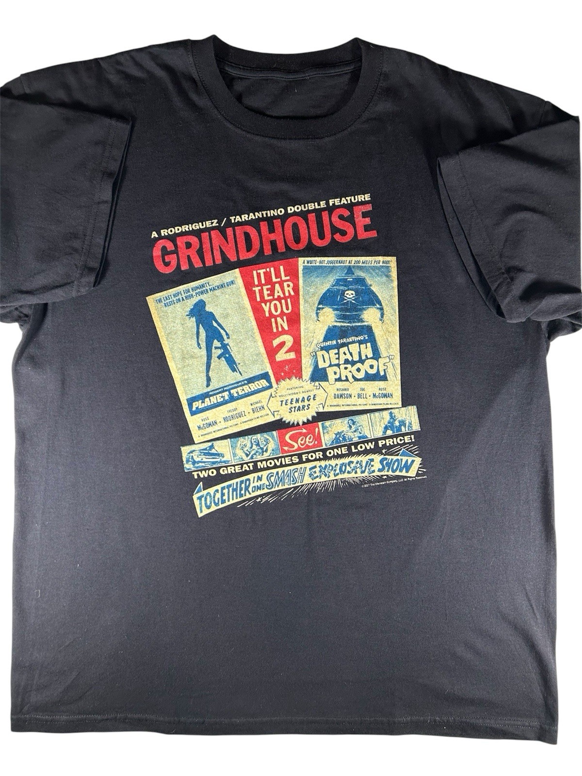 VTG 07 Grindhouse Death Proof Planet Terror Movie Promo Tarantino TShirt SZ 2XL