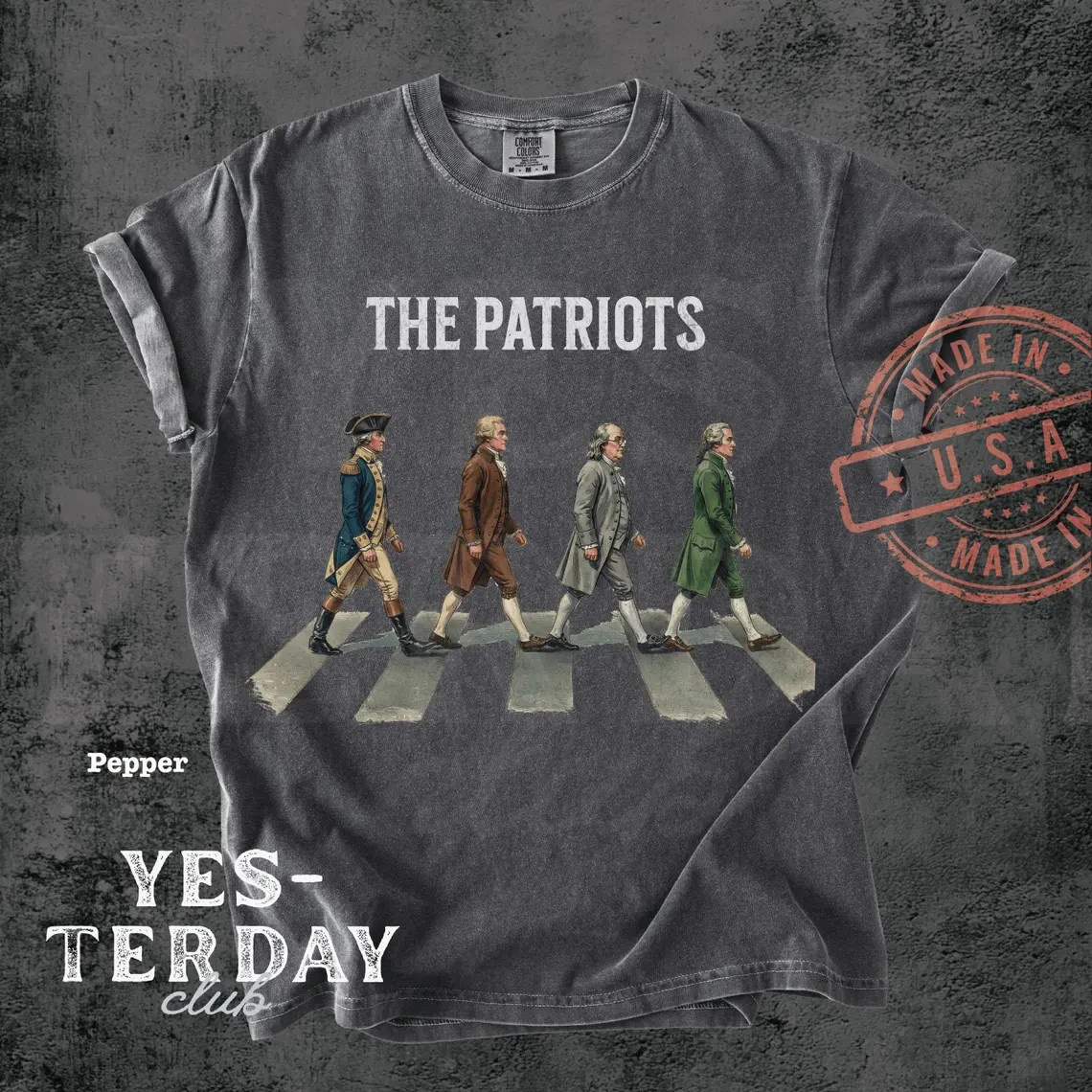 The Patriots Founding Fathers Walking Abbey Road American Flag Patriotic T-Shirt gallery