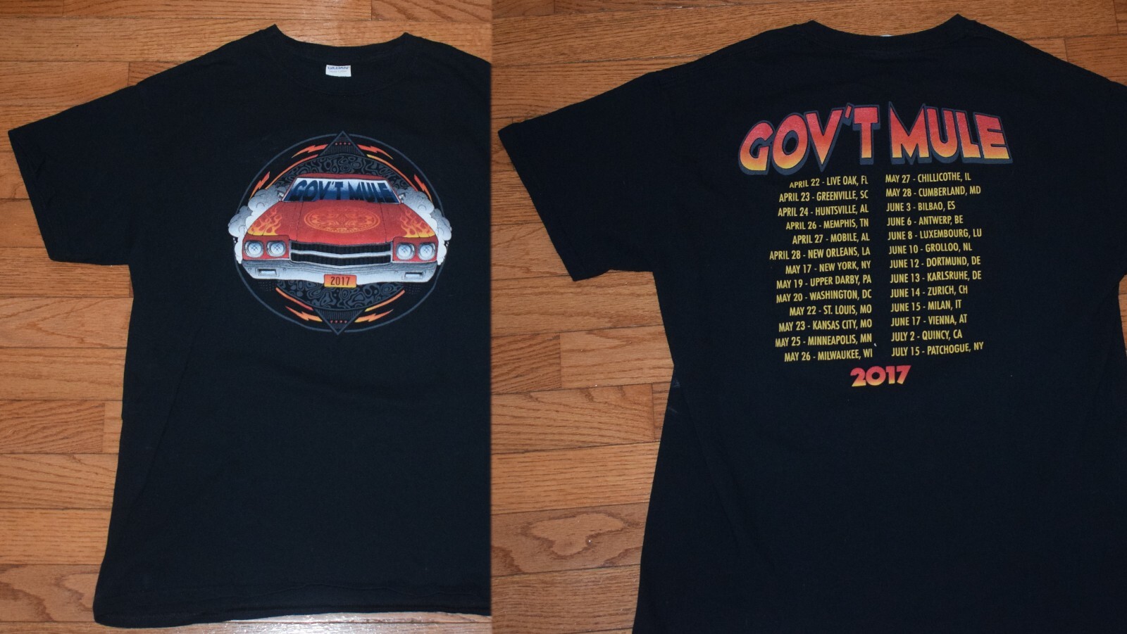 Government Mule 2017 Concert Tour T-Shirt Double Sided – Size M – Black – Rock