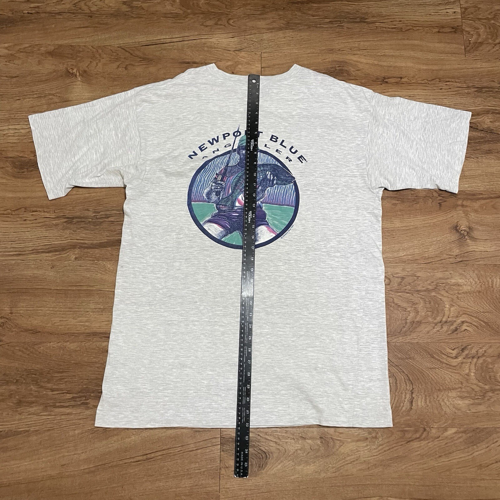 Vintage Newport Blue Angler Gray Tshirt 90s Fisherman Fishing Mens Size Measured gallery