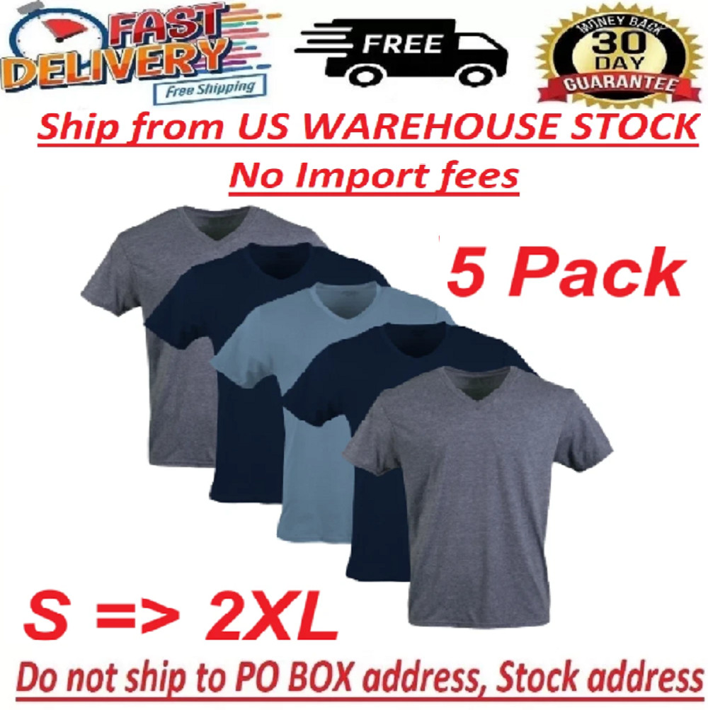Gildan Adult Men’s Short Sleeve V-Neck Assorted Color T-Shirt, 5-Pack, Sizes S-2