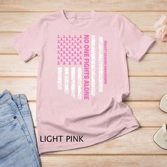 No One Fights Alone USA Flag Breast Cancer Awareness Unisex T-shirt