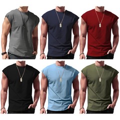 US Men Soild Color Round Neck Lightweight Tee Tops Gym Sports Workout Activewear