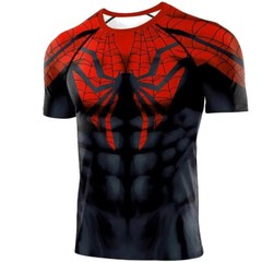 Men’s T-shirts Spider Superhero Compression Tights Short Sleeve Tops Tee Gym