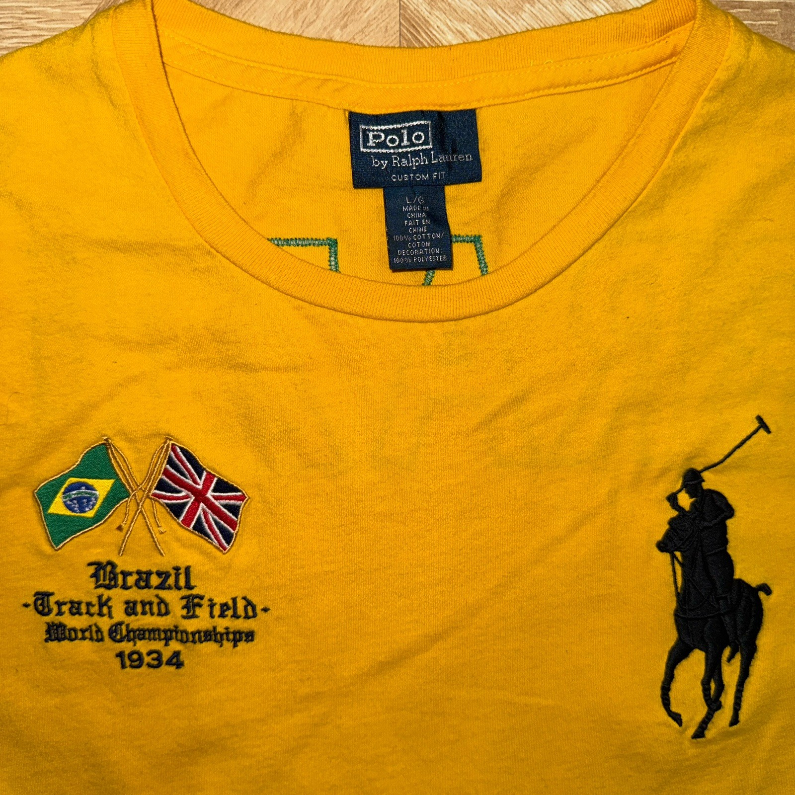 Polo Ralph Lauren Limited Edition Brazil Track and Field Embroidered Tee Shirt L gallery