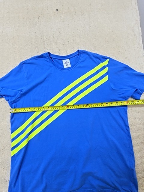 Adidas Mens T Shirt Blue Striped Three Stripe XL Cotton Crew Neck gallery