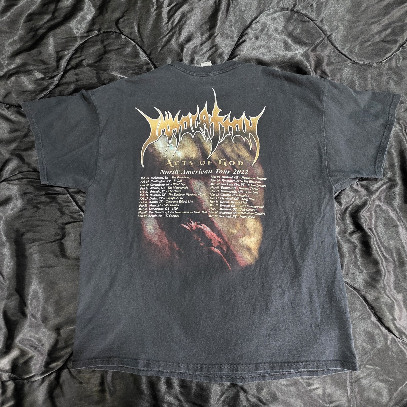 IMMOLATION Acts of God XL T-Shirt 2022 US Tour Dates Rare OUT OF PRINT Descent gallery