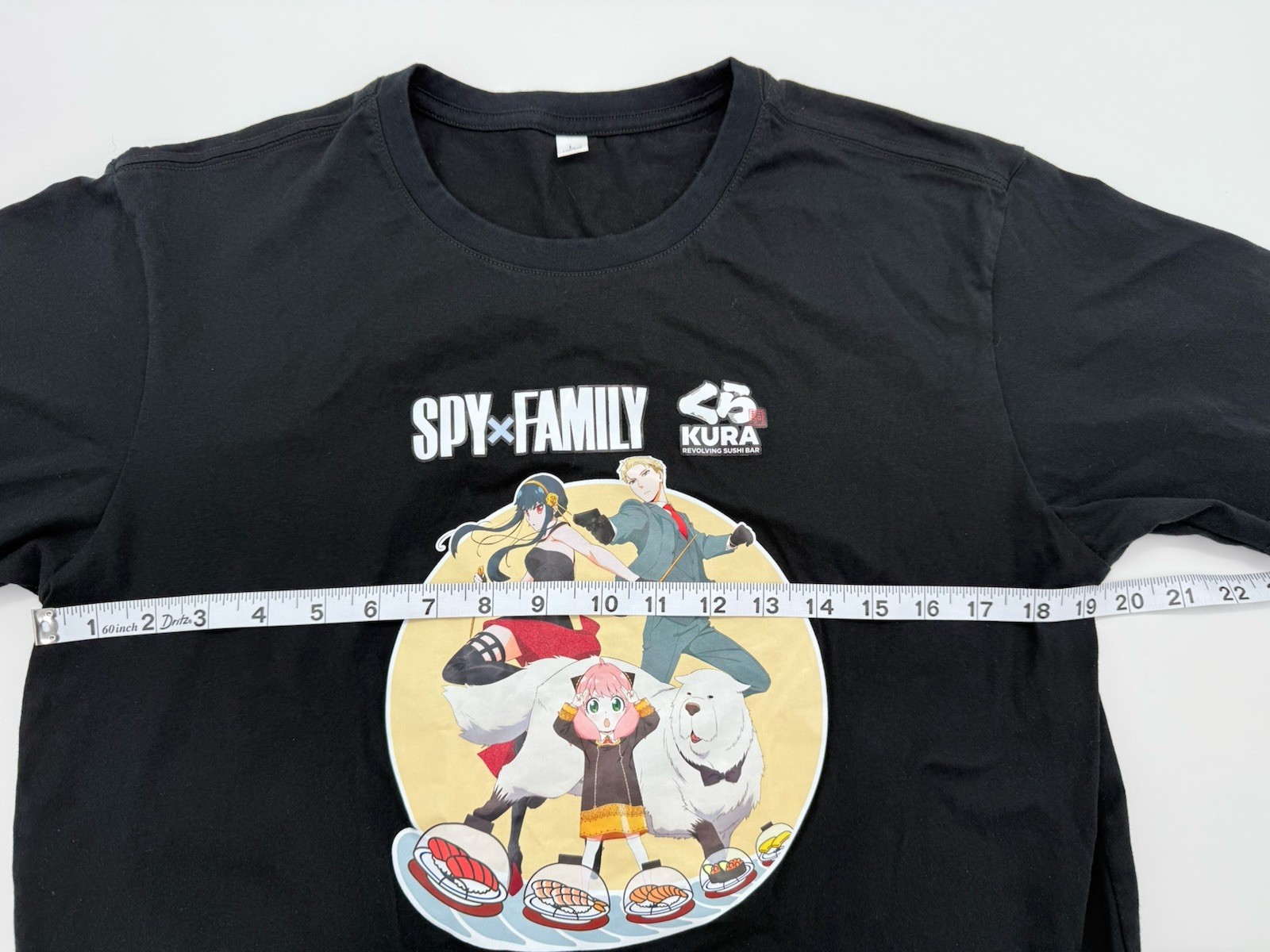 SPY x FAMILY Kura Sushi Collab T-Shirt Black Adult Large (Fits M) Anime Graphic gallery