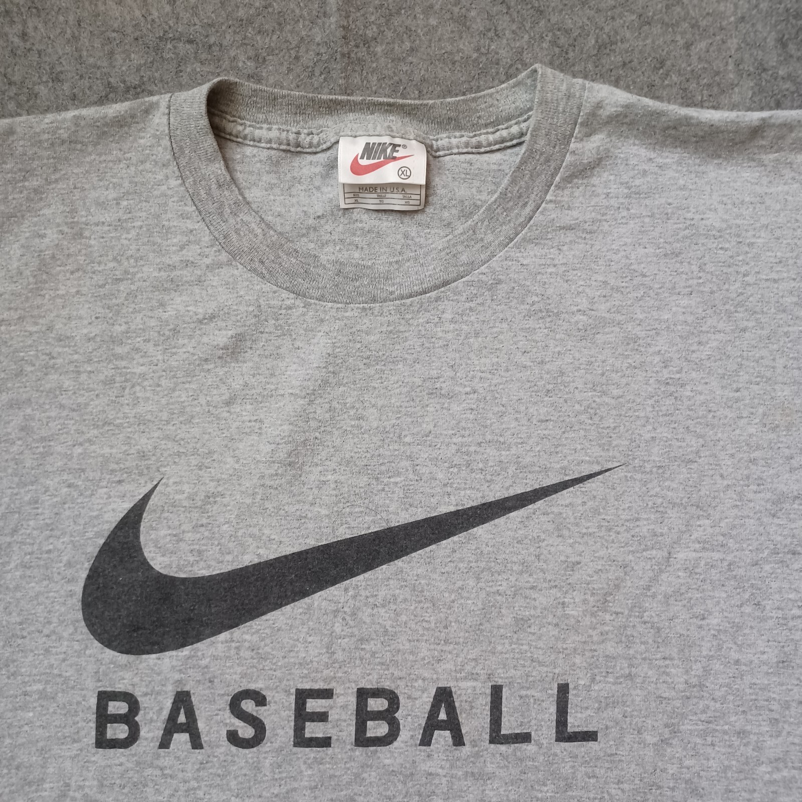 Vintage Nike Baseball T Shirt Mens Extra Large Gray Jumbo Swoosh 90s USA gallery