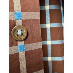 Bugatchi Plaid Button Front Long Sleeve Shirt Mens L Blue Brown