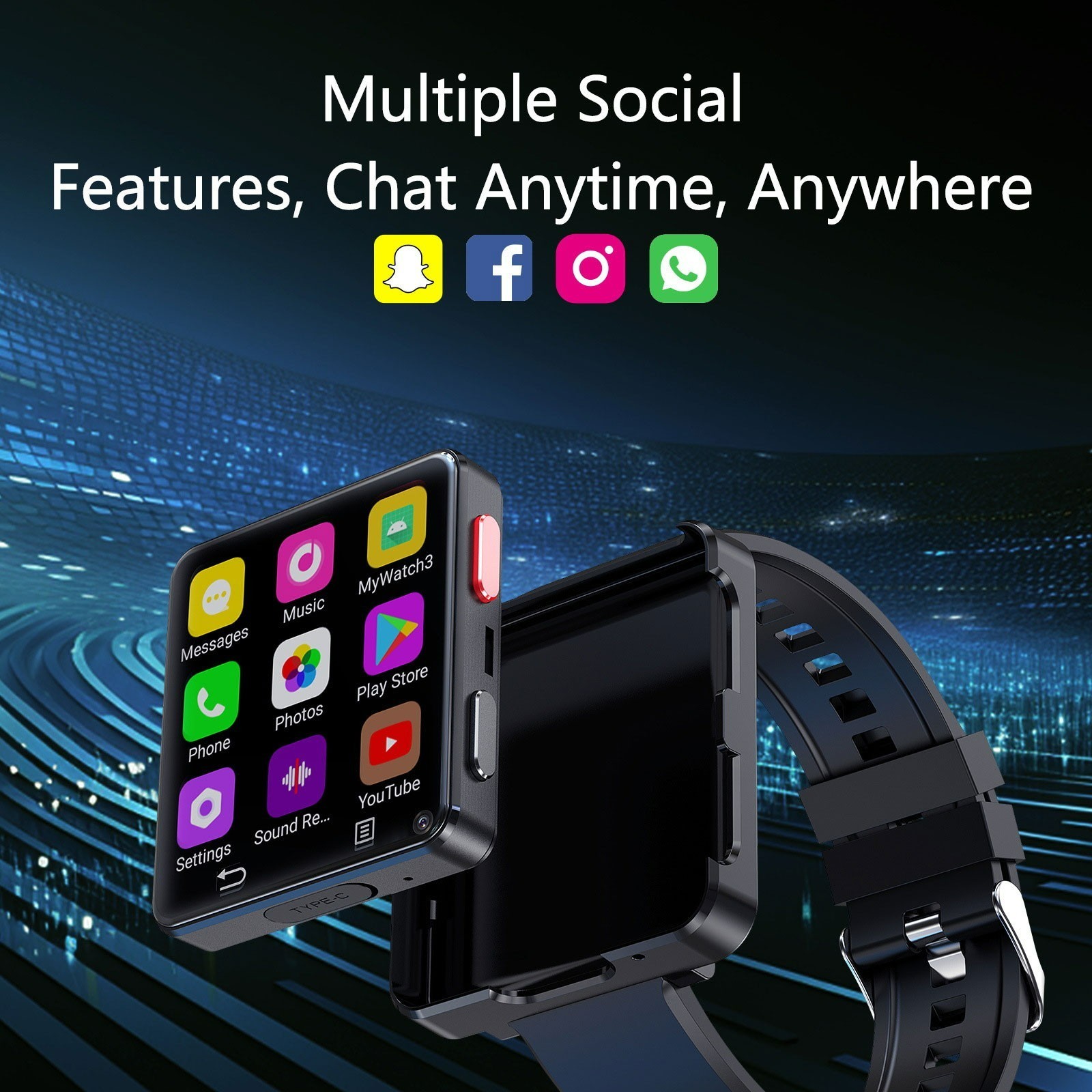 2.64″ 4+64GB Larger Screen 4G Smart Watch Android 11 Dual Camera WIFI