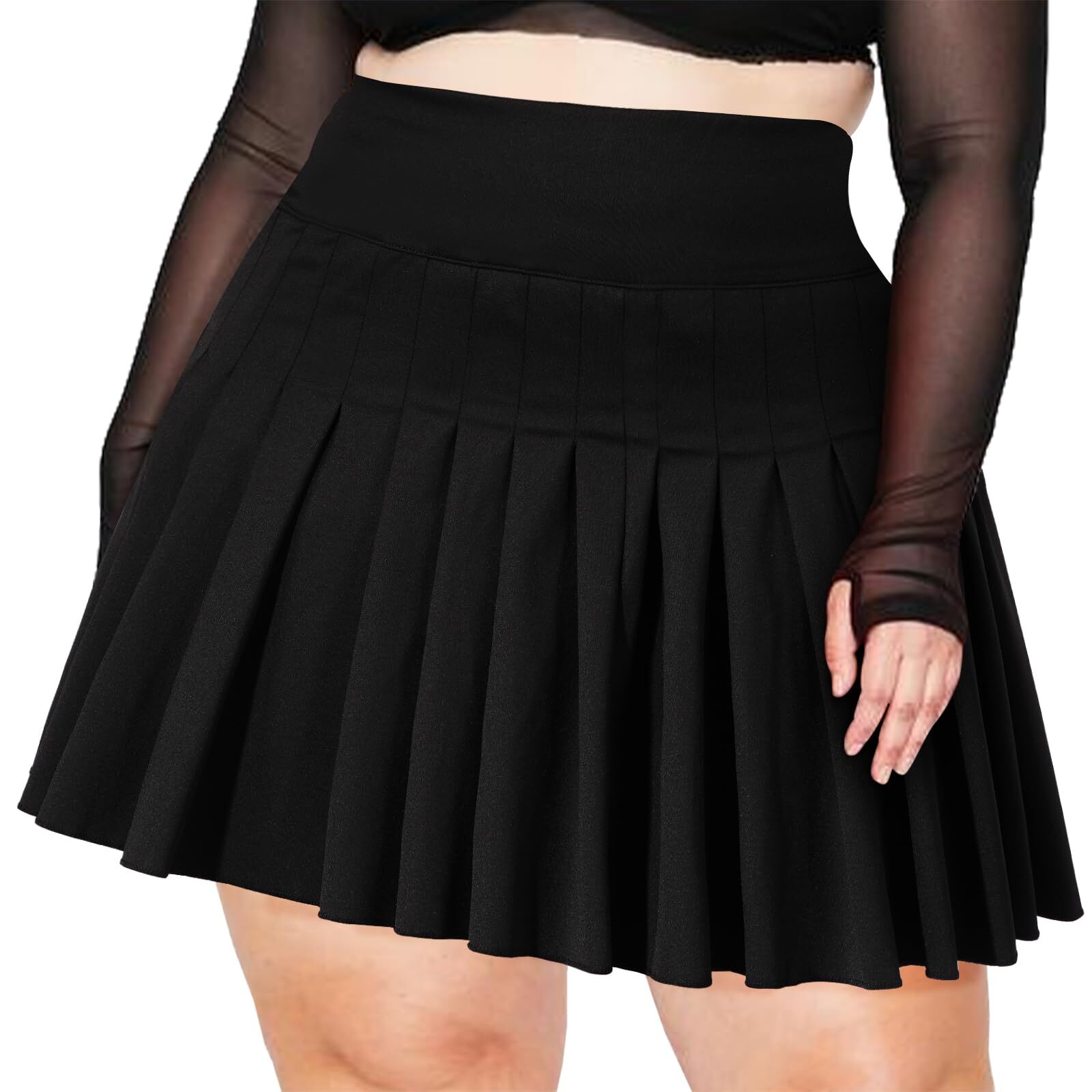 Women's Plus Size Pleated Mini Skirt- Girls High Waist Tennis Athletic Skirt ... gallery