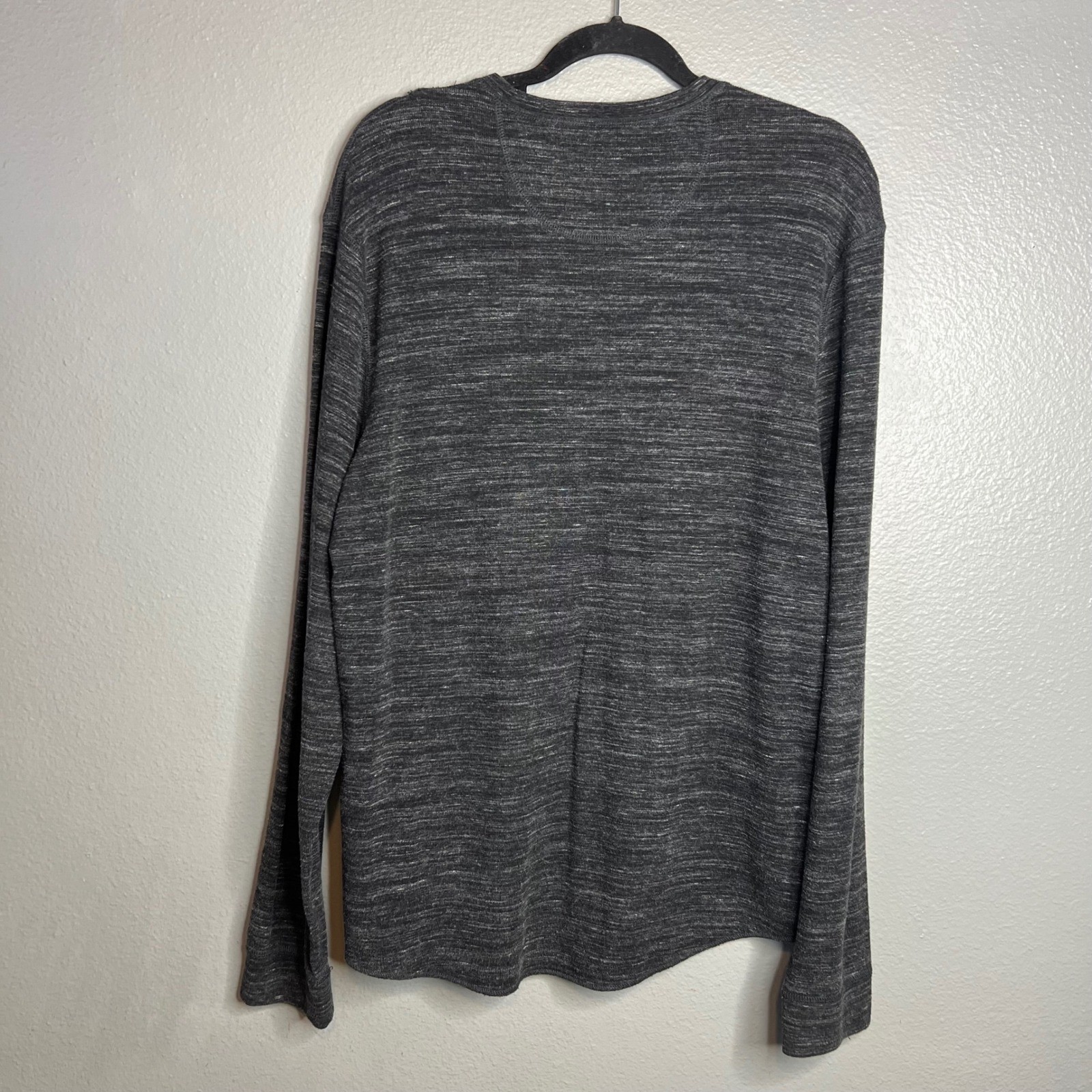 American Eagle Henley Shirt Mens Size L Heathered Gray Space Dye Long Sleeve gallery