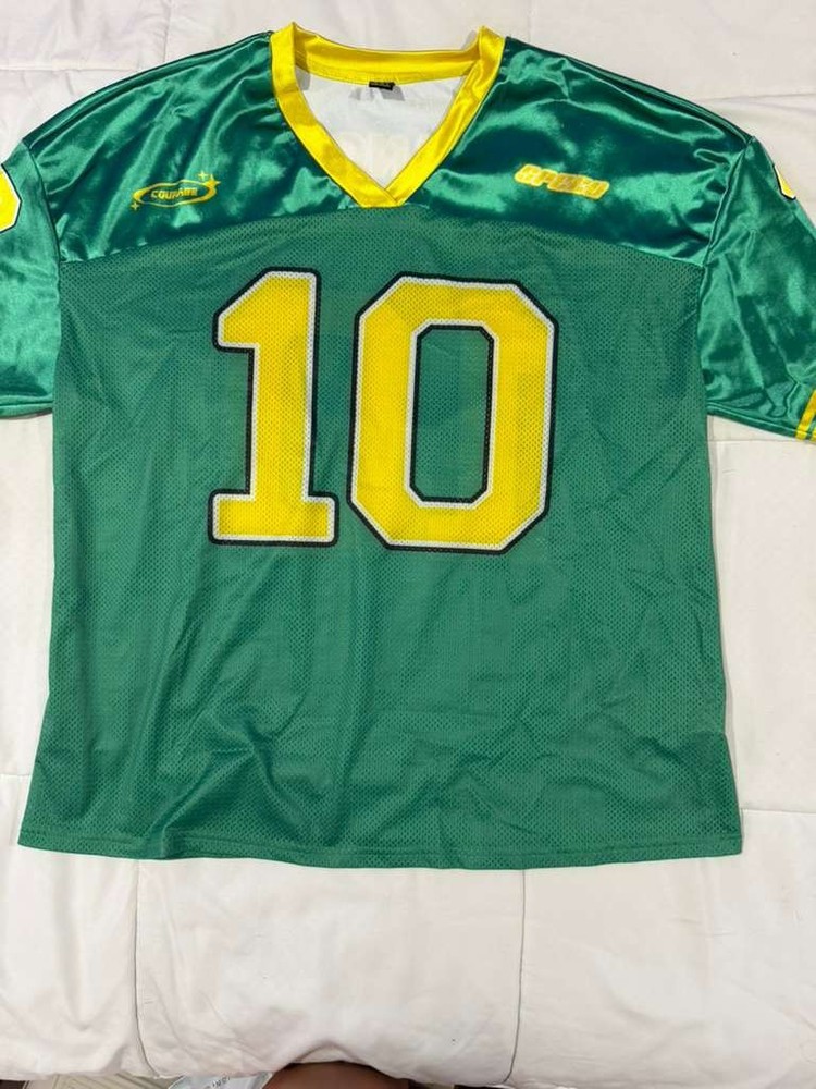 SHEIN Green/Yellow Mesh Jersey Embroidered Logo Los Angeles #10 V-Neck M
