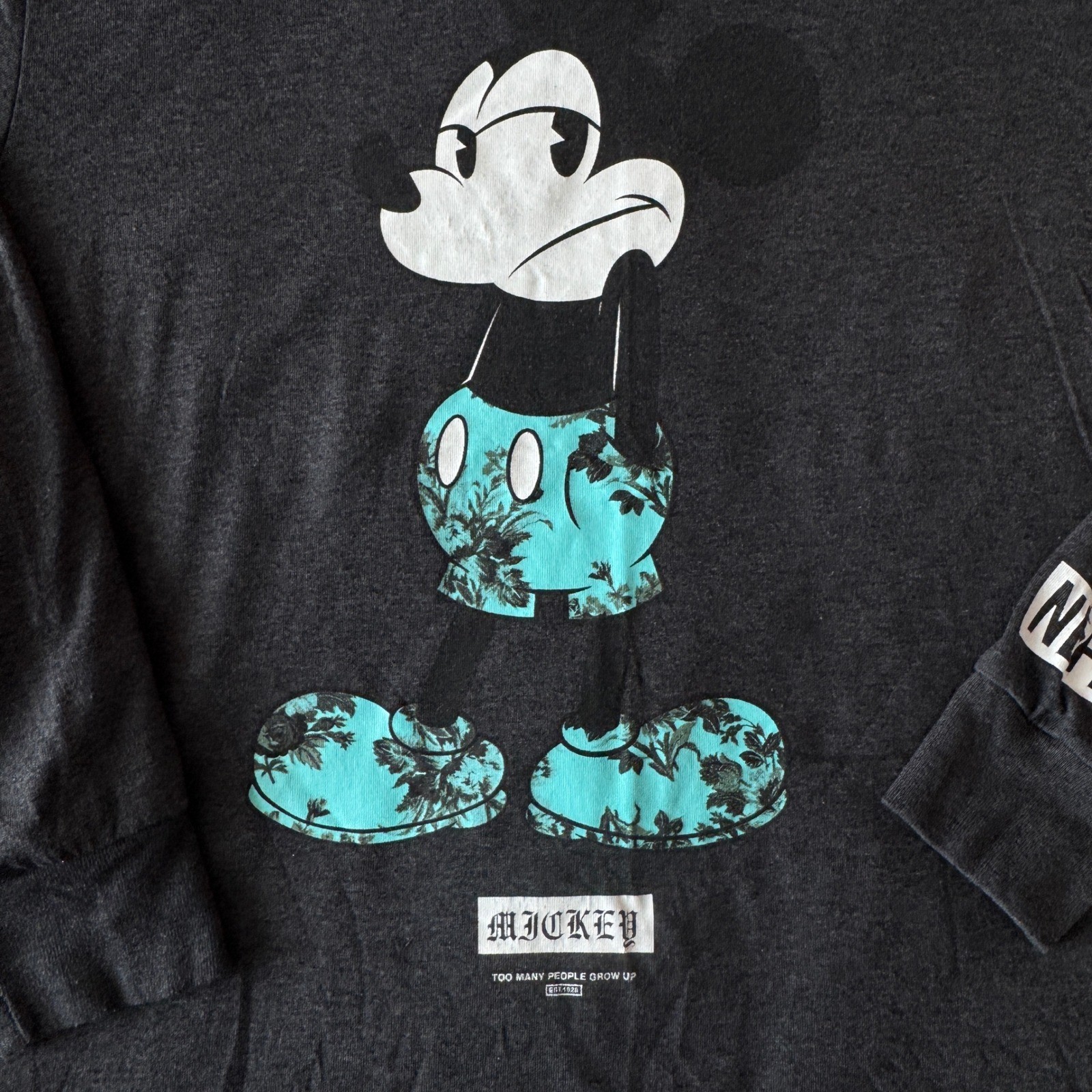 Disney Neff Mickey Mouse Long Sleeve Shirt Medium Gray Floral Graphic gallery