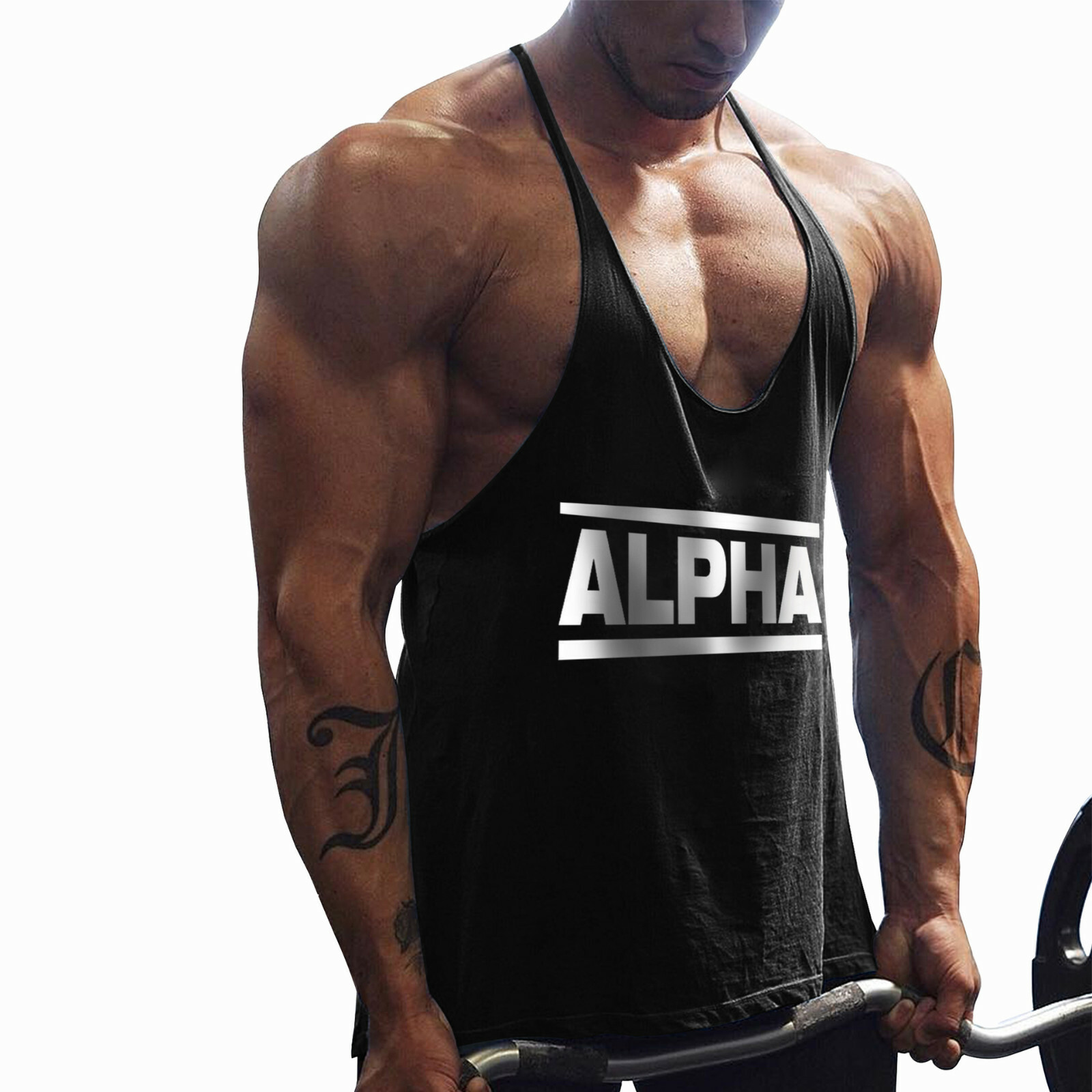 Gym New Mens Bodybuilding Tank Tops Fitness Singlet Stringer Y-Back Muscle Vest gallery