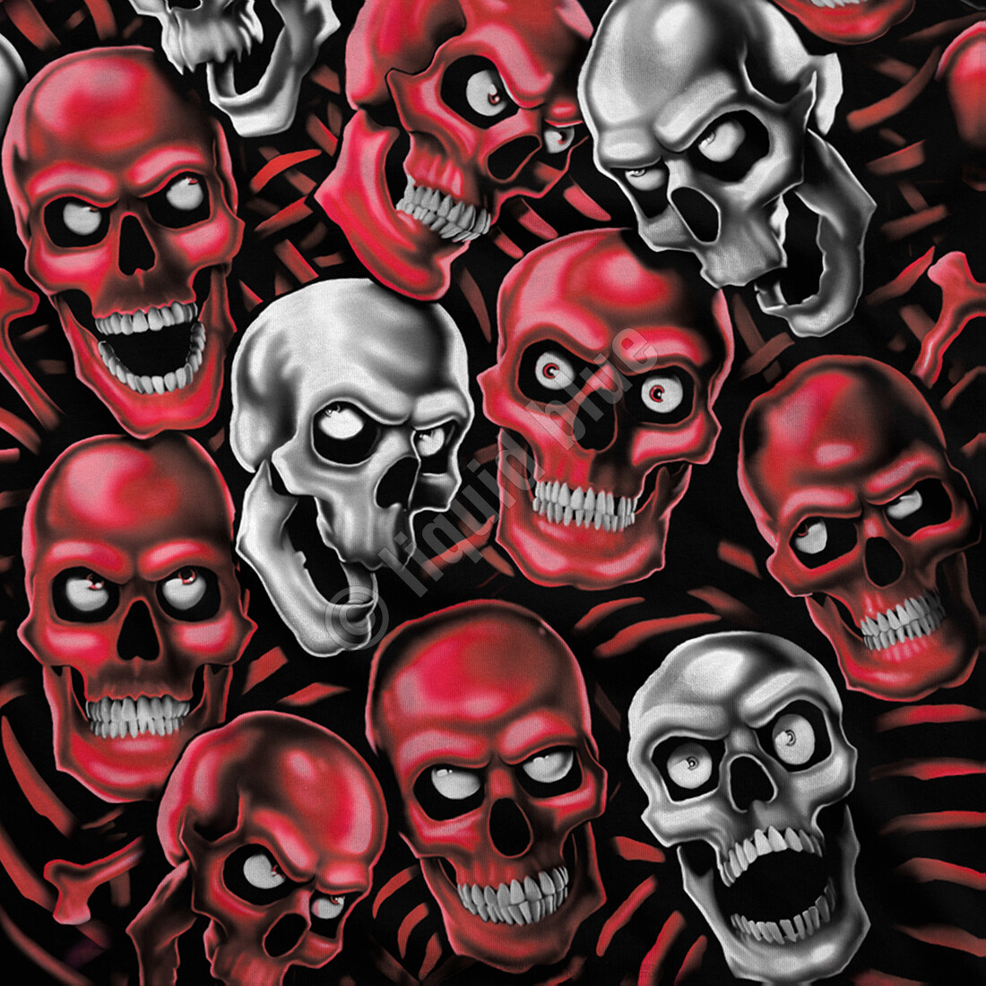 JUICY J STAY FLY-SKULL PILE- RED/GREY-T-SHIRT S-M-L-XL-XXL AUTHENTIC HALLOWEEN gallery