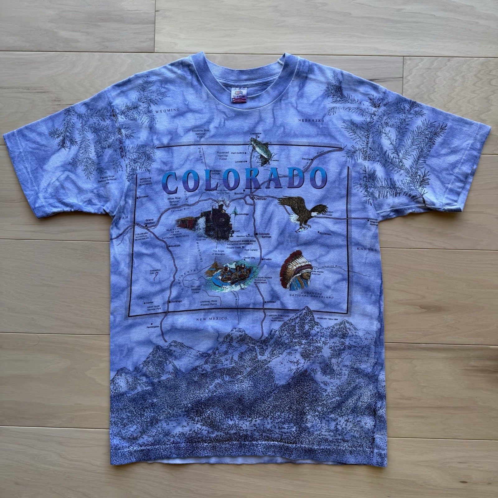 Vintage Colorado Shirt Large Multicolor 90s All Over Print Nature Art Eagle gallery