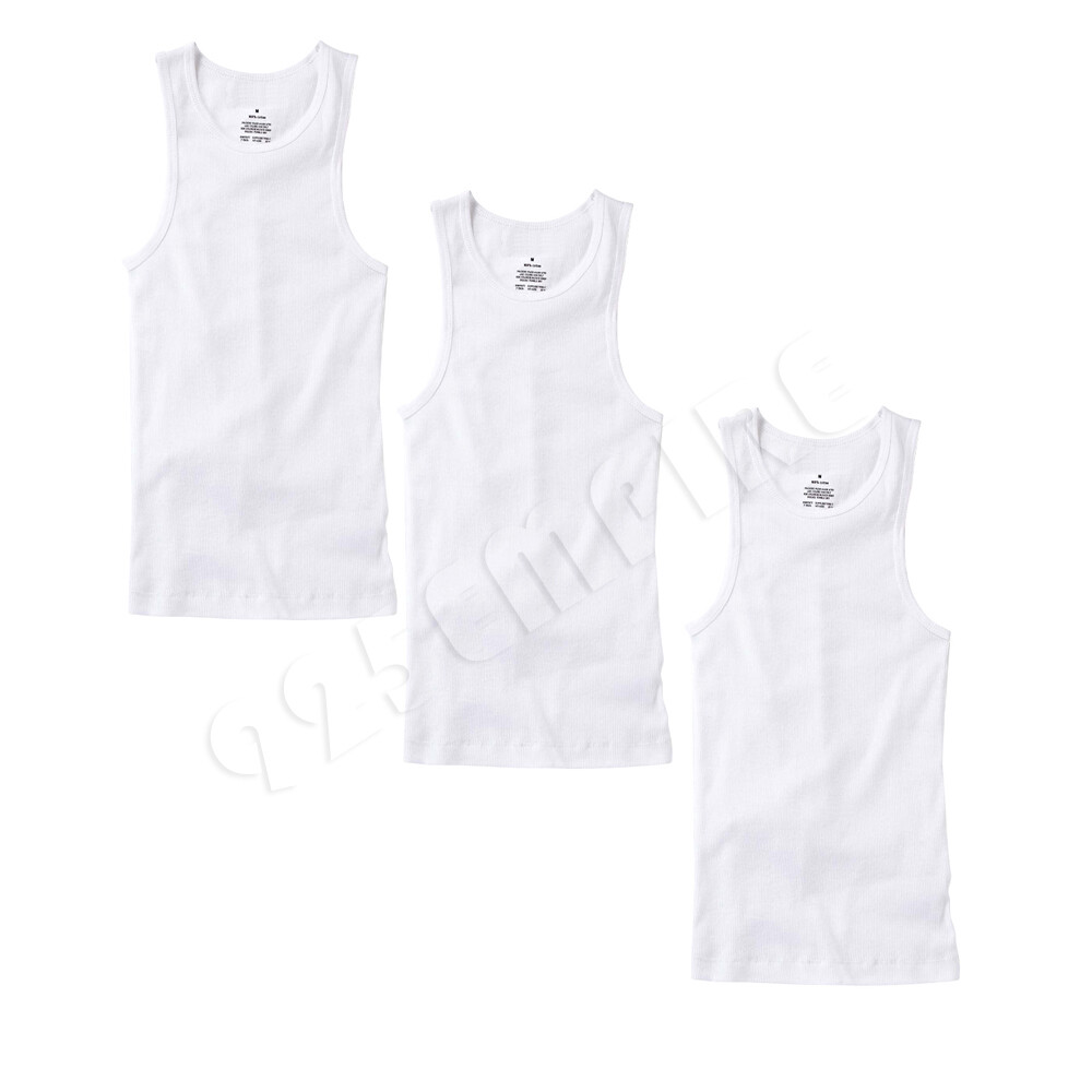 3 Pack Men Tank Top White Cotton Undershirt Ribbed A-Shirt S/Medium/Large/XL gallery