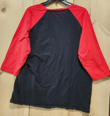 SUAR VECITO 3/4 SLEEVE, RED & BLACK MEN’S TEE SHIRT W/ POMADE LOGO 2XL