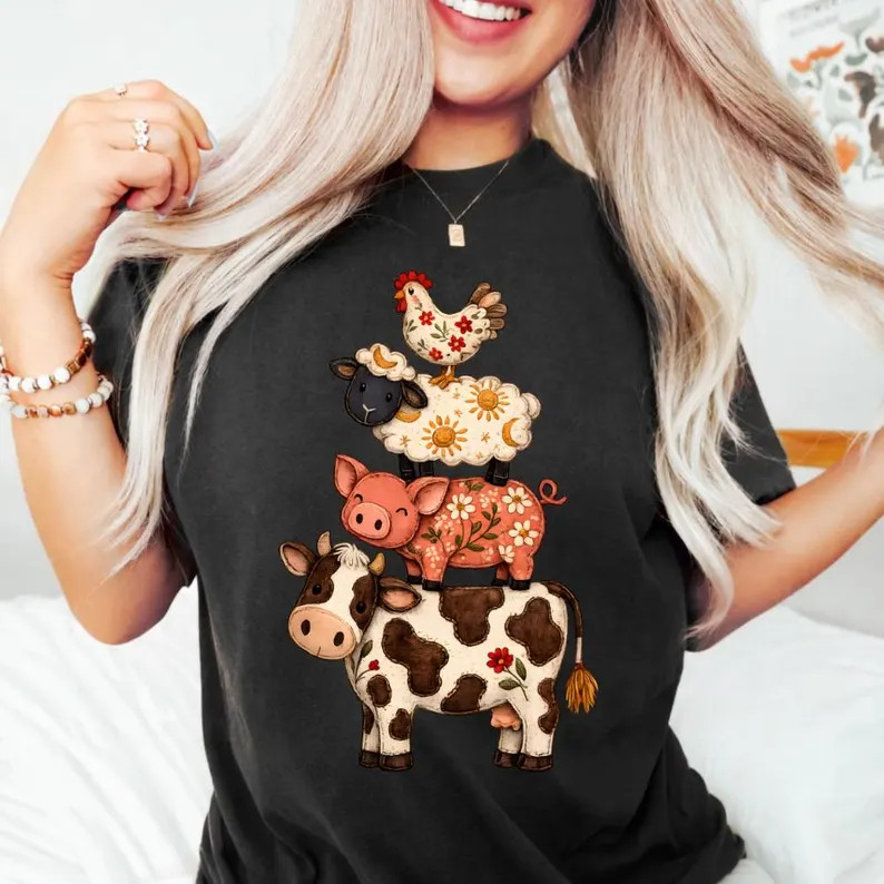 Western Faux Patchwork Comfort T-Shirt Country Style Gift