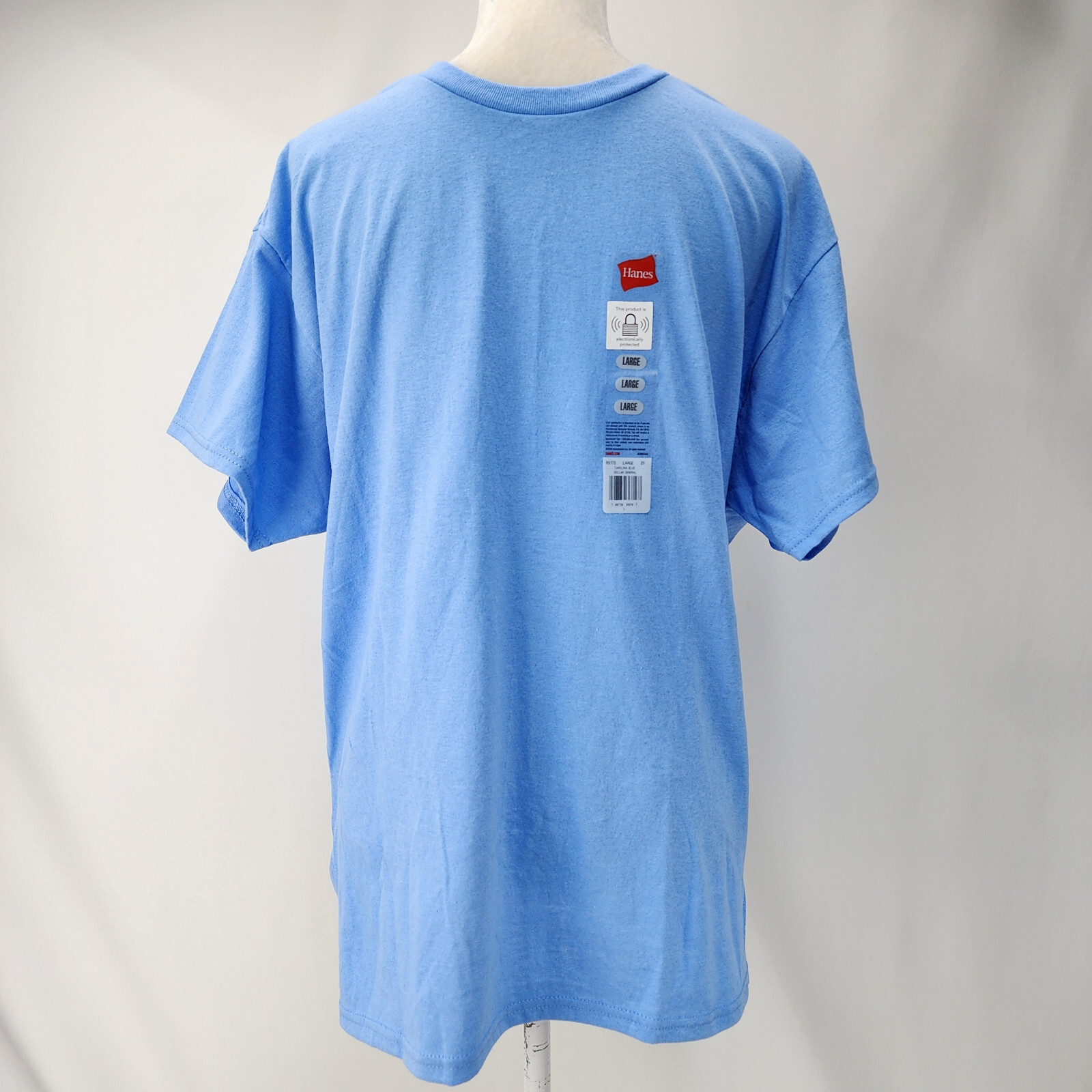 Hanes Men Large 50/50 EcoSmart Crew Neck T-Shirt Carolina Blue Comfort Blend Tee gallery