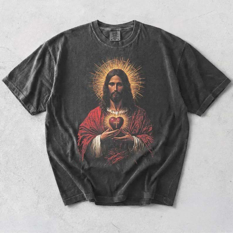 Sacred Heart Of Jesus Shirt Christian T Shirts For Men Renaissance Tees gallery
