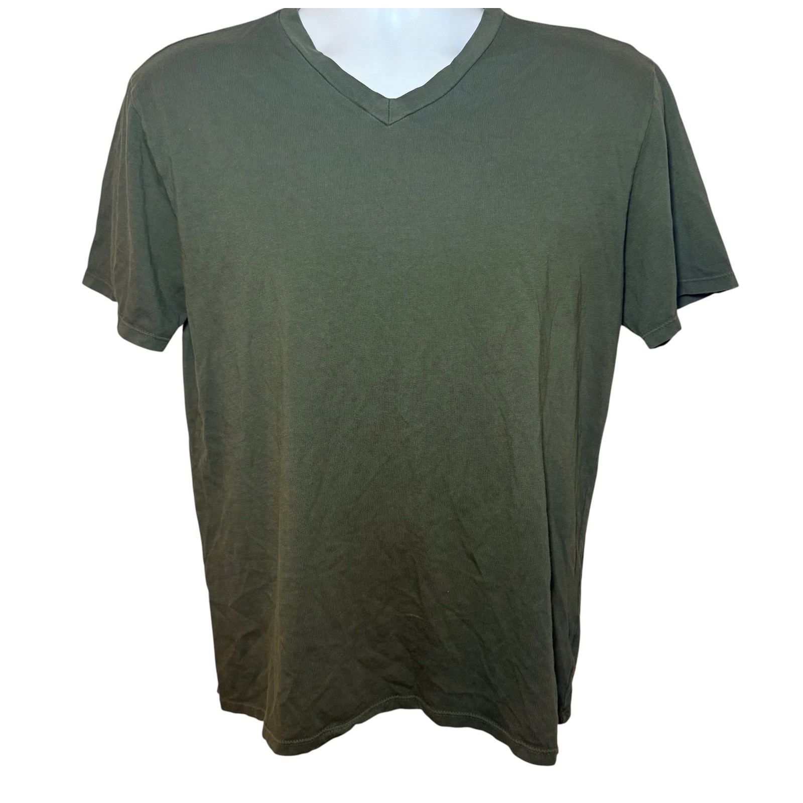 Flint and Tinder Mens V-Neck T-Shirt Olive Green 100% Supima Cotton Size M USA gallery