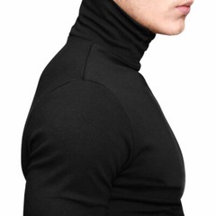 Men Solid High Collar Compression Shirts Turtleneck Long Sleeve Pullover Basics