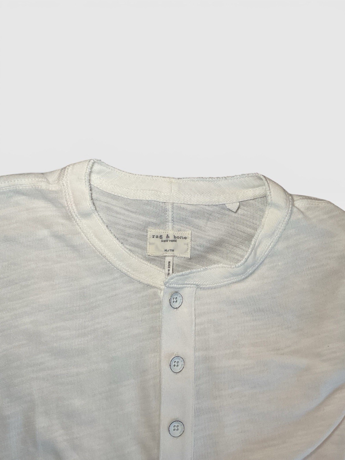 rag & bone Cotton Henley Long Sleeve T-Shirt White Solid Men’s Size XL/TB gallery