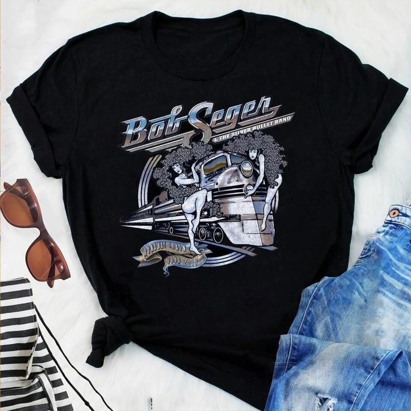 VTG Bob Seger and The Silver Bullet Band T Shirt Cotton Black Size S to 4XL