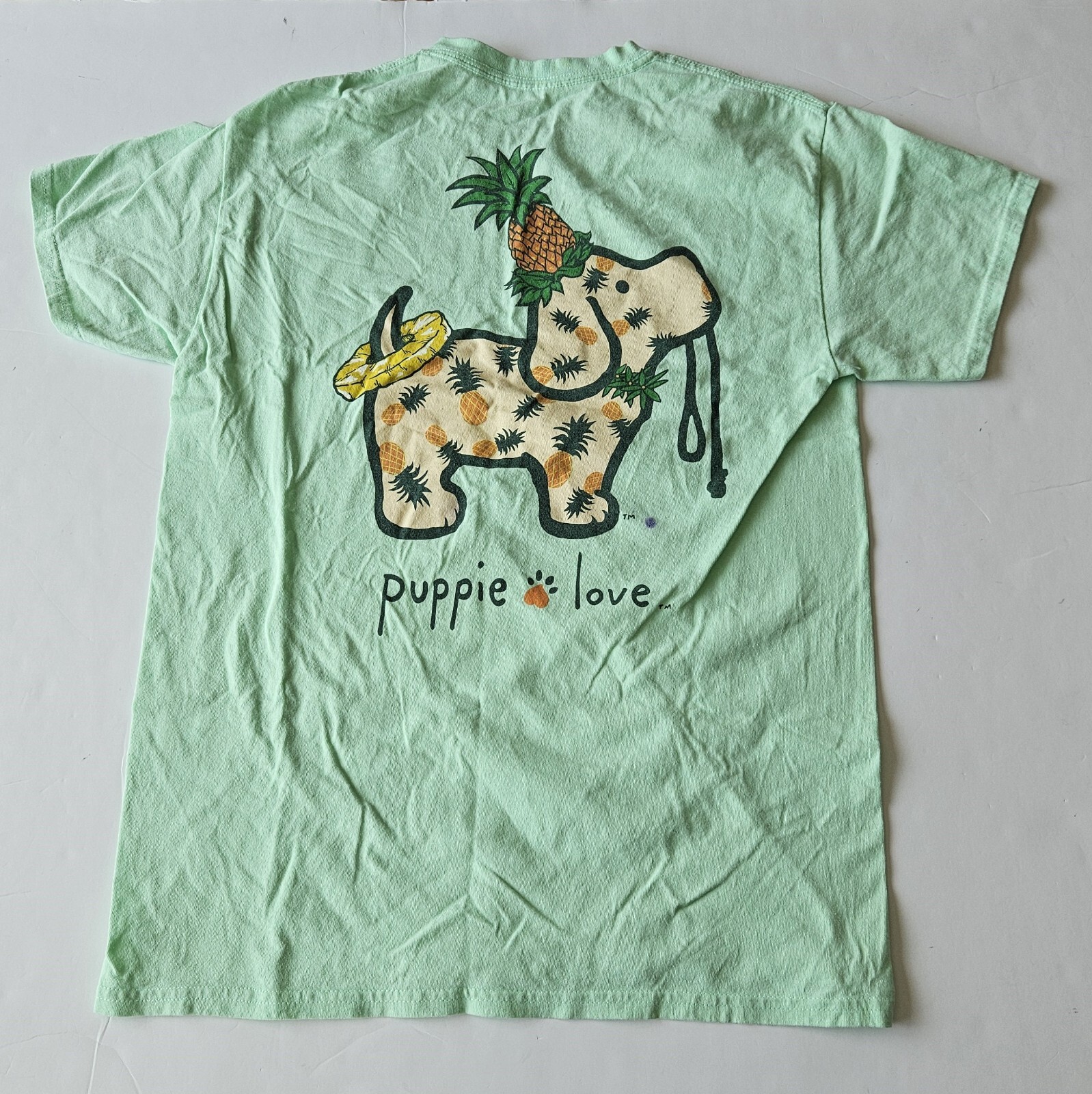 Puppie Love Save Rescue Love Pineapple Puppy T-Shirt, Green, Size Medium gallery