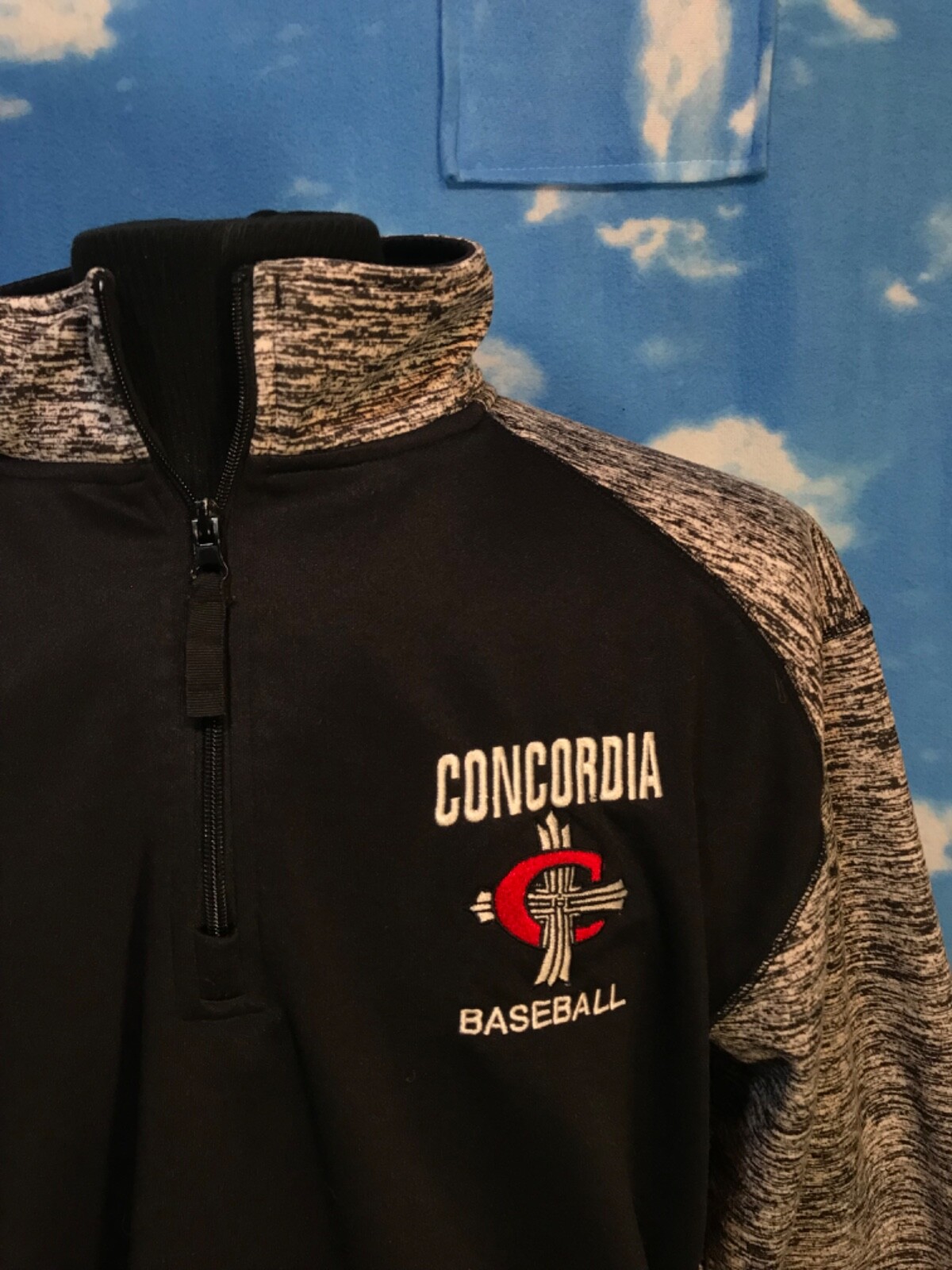 Concordia Cardinals Jacket Sweatshirt Pullover Large Baseball 1/4 zip black C42 gallery