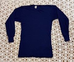 Vtg Blue Undershirt Long Sleeve Thermal Tall XL USA Layering Ski Camp Hike