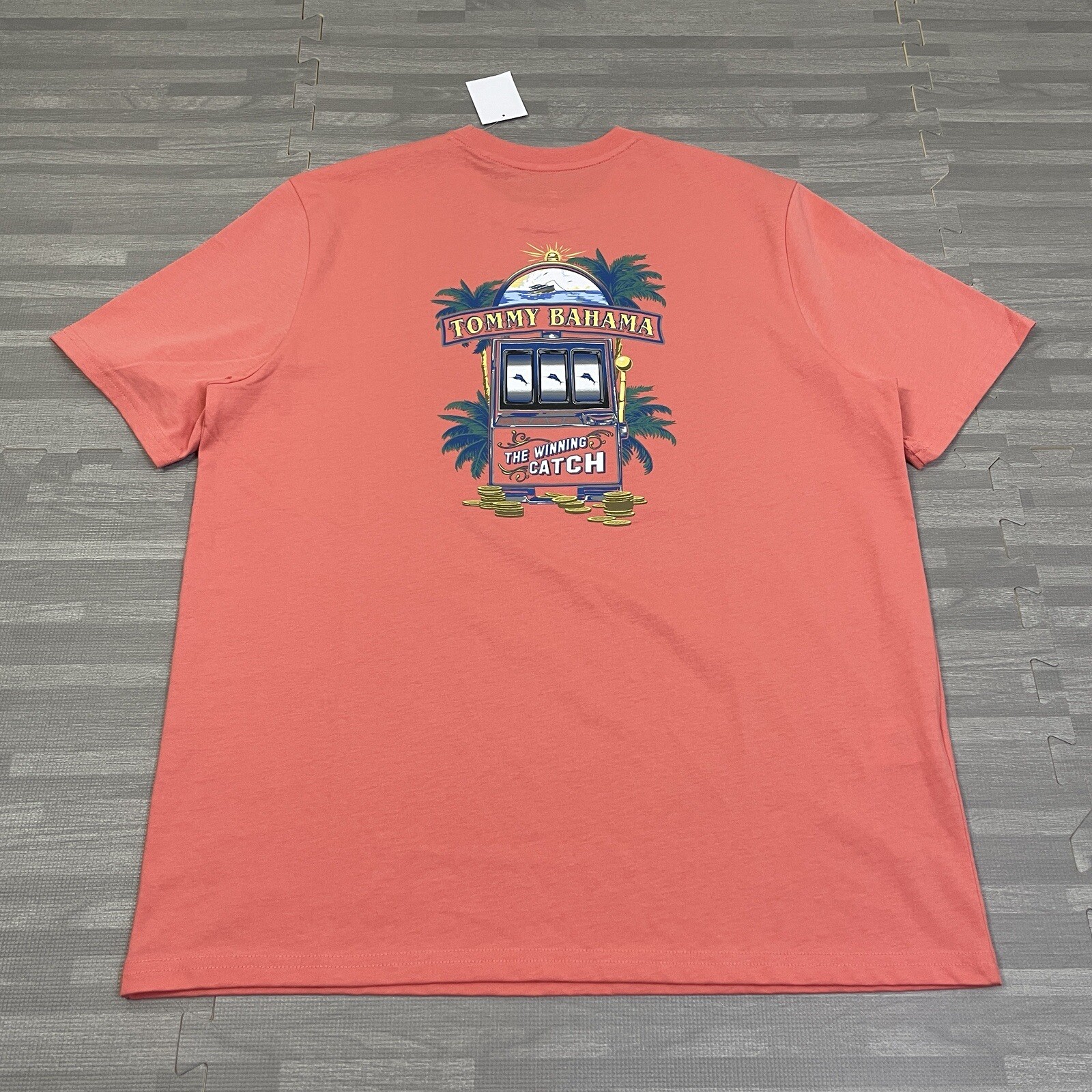 Tommy Bahama The Winning Catch Marlins Men Medium Coral T-Shirt Short Sleeve $54 gallery