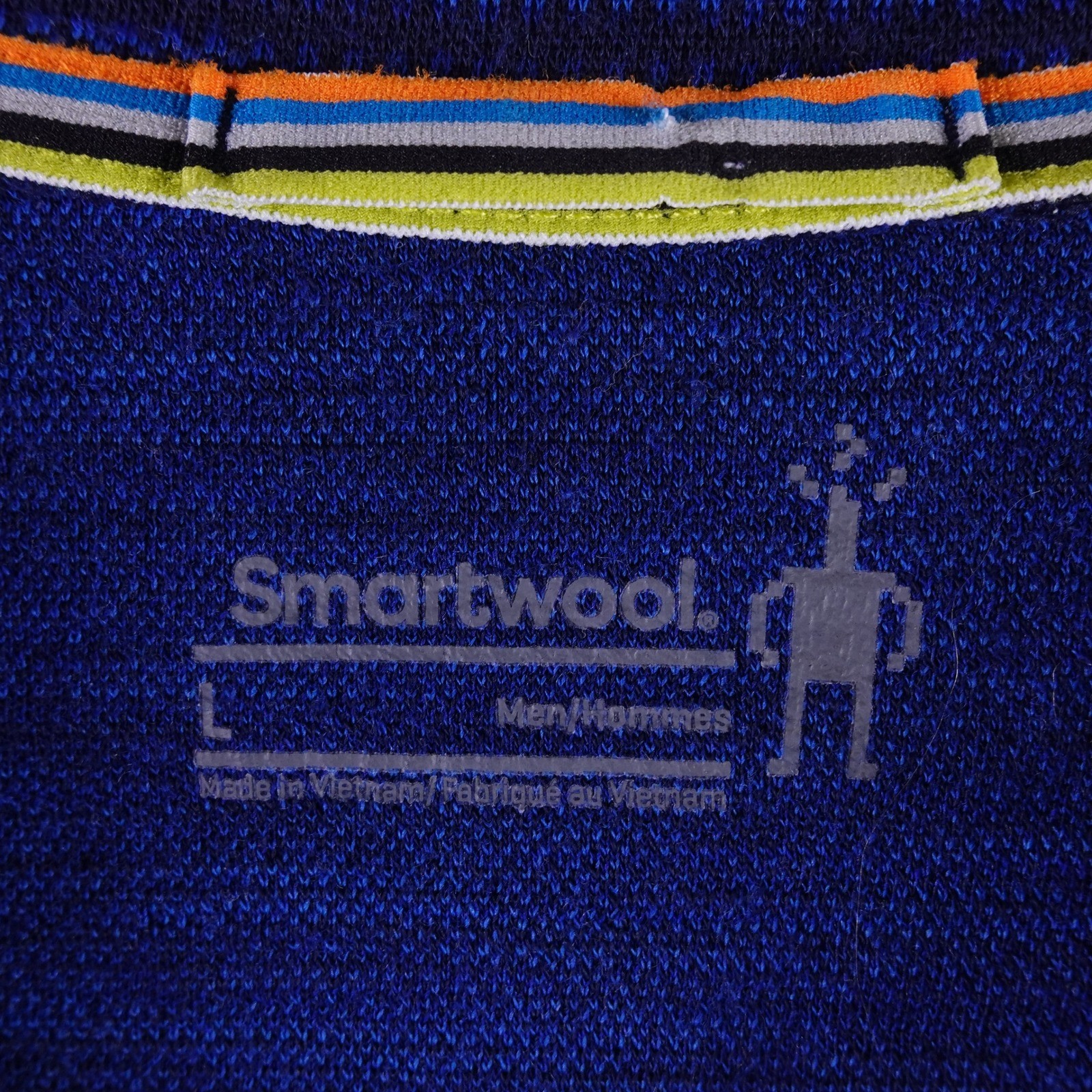 Smartwool Mens Blue Space Dye 100% Merino Wool Long Sleeve Base Layer Top L gallery