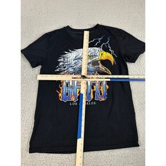 GFTD LA Mens Black Eagle Flames Graphic T-Shirt Small Los Angeles Streetwear Tee
