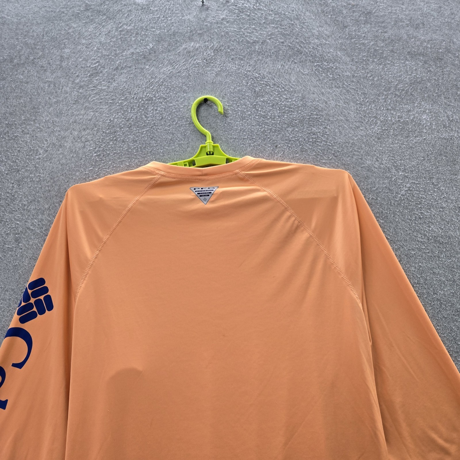 Columbia Men Shirt L/G Orange Logo Text PFG Activewear Long Sleeve Fishing gallery