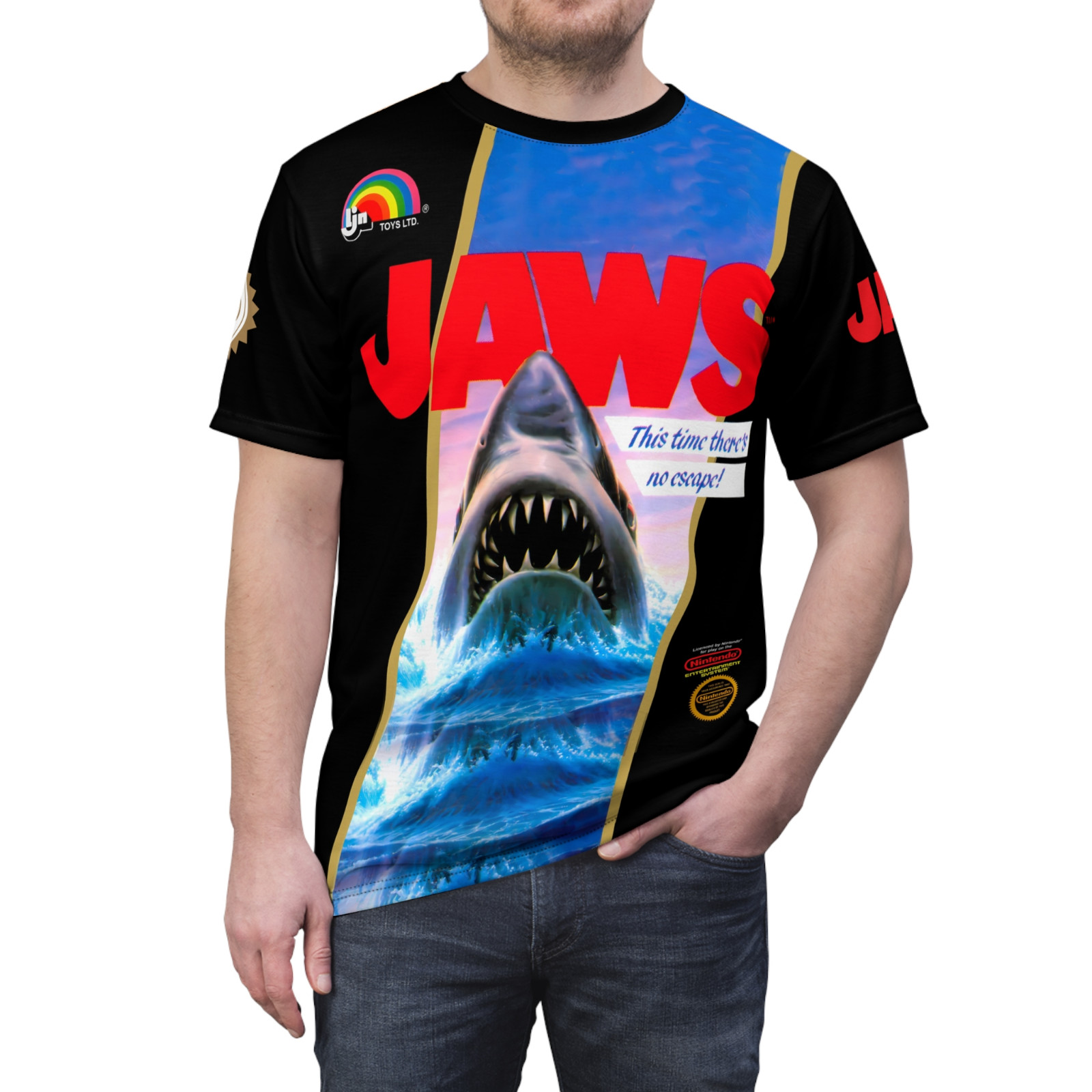 JAWS 1987 NES Retro Vintage Nintendo Video Game Cover T-Shirt gallery