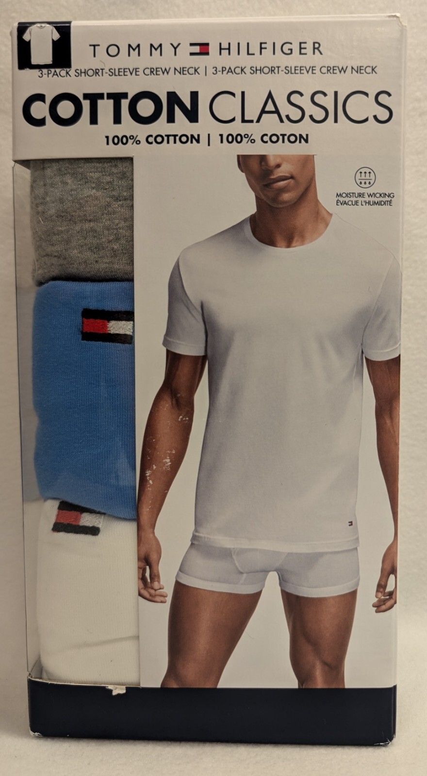 Tommy Hilfiger Men's Classic Crew Neck Tee T-Shirts 3-Pack MED Blue Gray White M gallery