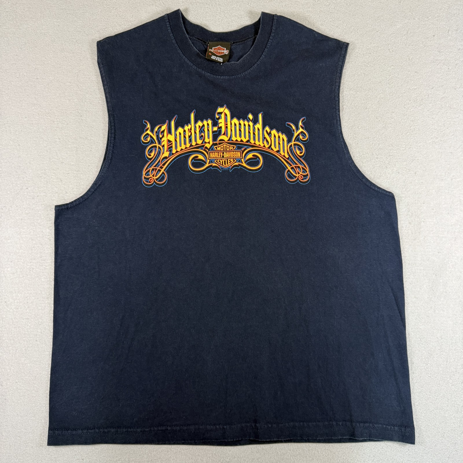 Harley Davidson Tank Top Men's XL Navy Blue Biker Hot Rod gallery