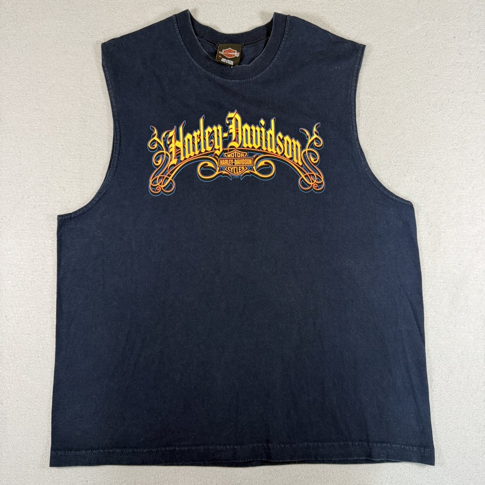 Harley Davidson Tank Top Men’s XL Navy Blue Biker Hot Rod