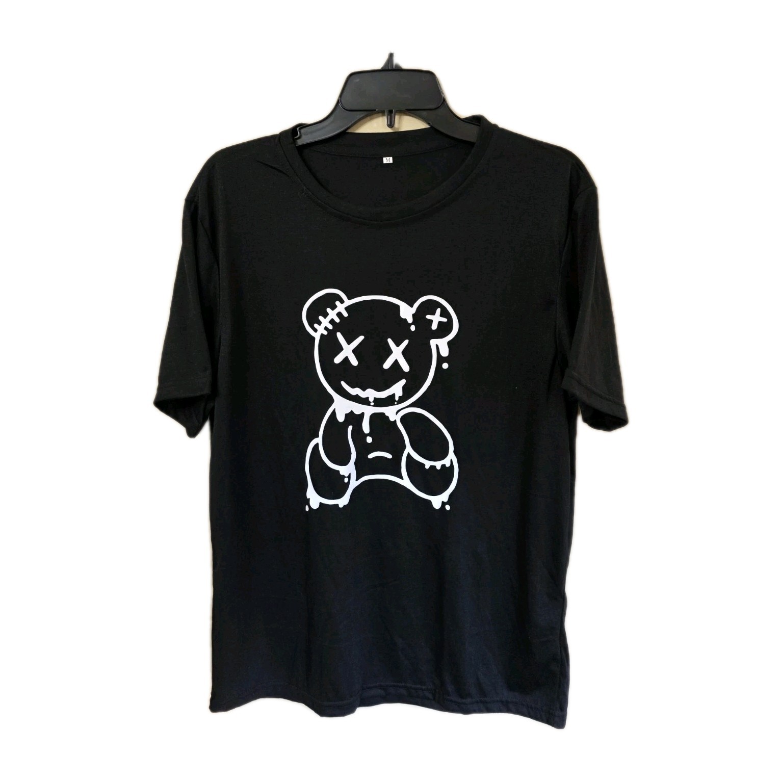 Mens or Womens Black T-Shirt w/White Teddy Bear XX Eyes & Ear, Anime, Size Med. gallery