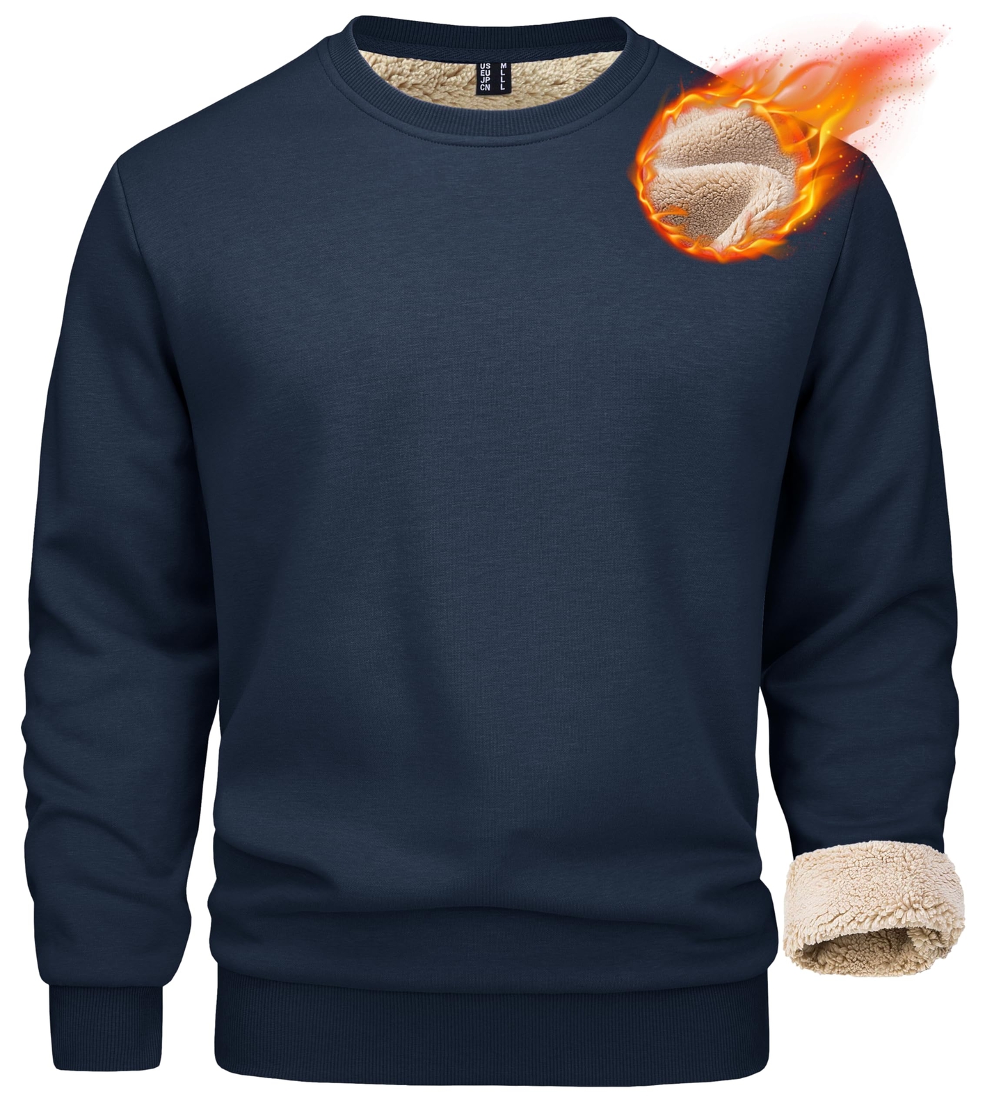 Men's Winter Warm Sherpa Lined Sweatshirt Long Sleeve Pullover Casual Sweatshirt gallery