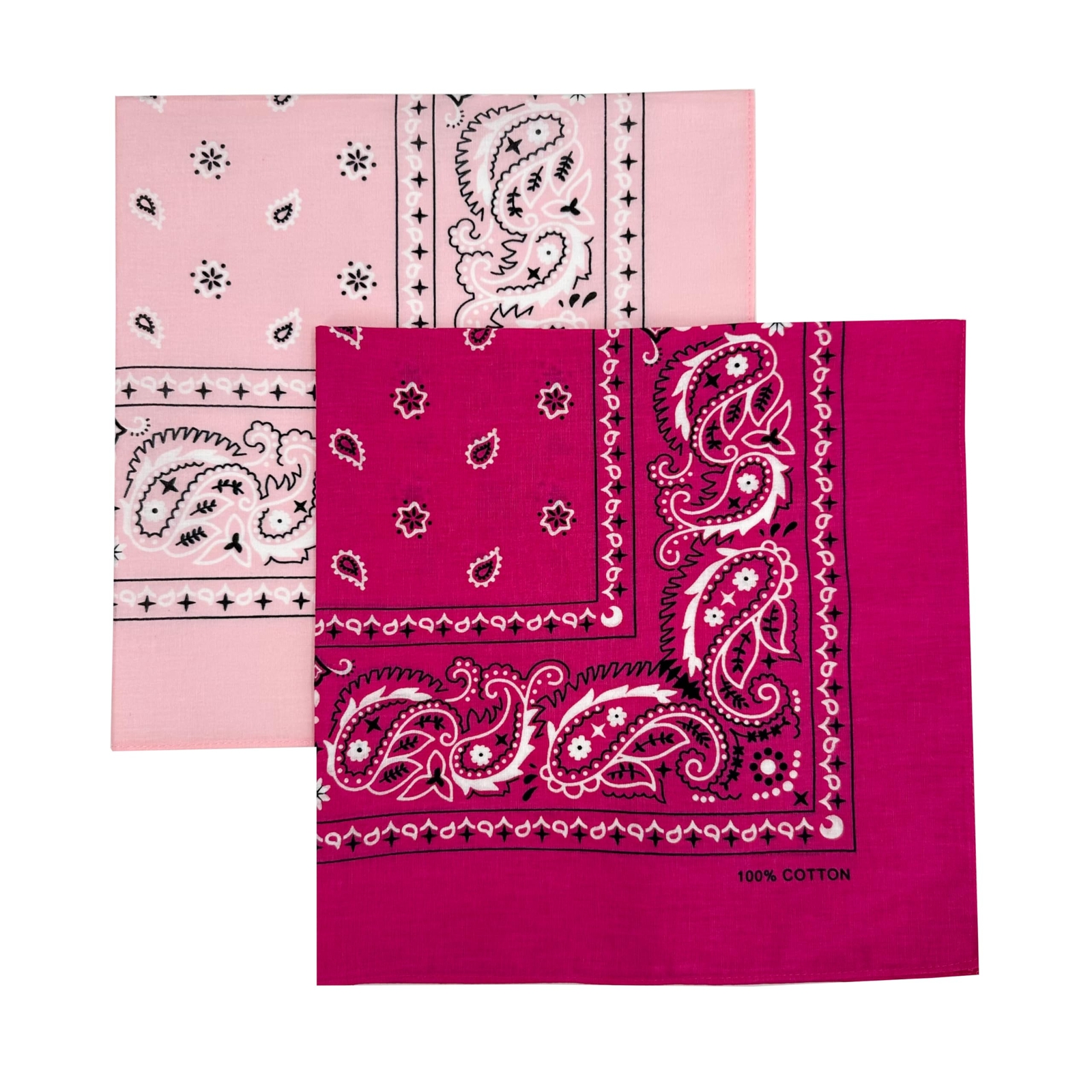 Bandana Single Pack & Double Pack Cotton for Men and Women 22 InchHot&Pink
