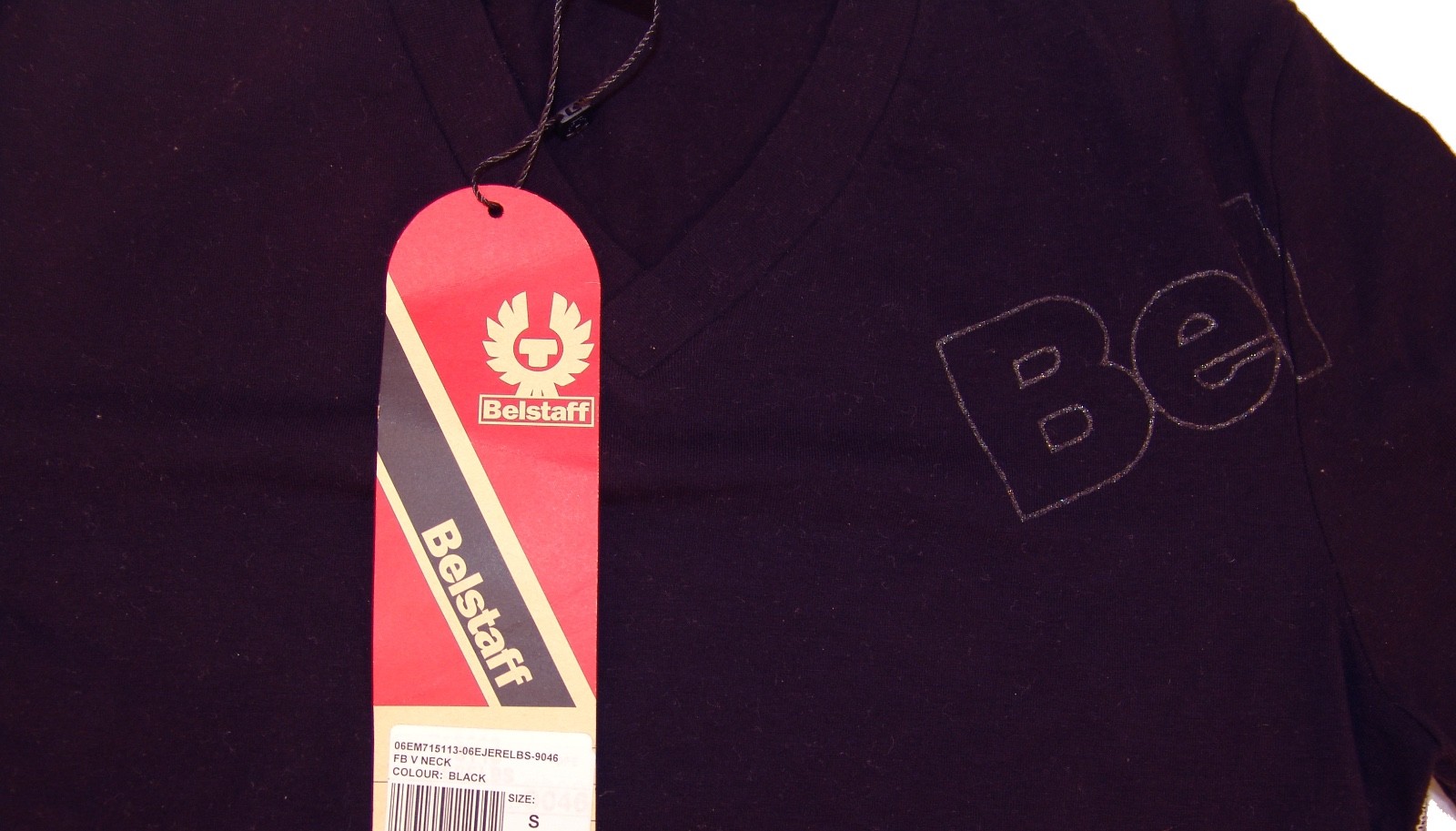 Authentic Belstaff FB V-Neck Black T-Shirt Cotton/Elastane Blend Size S gallery